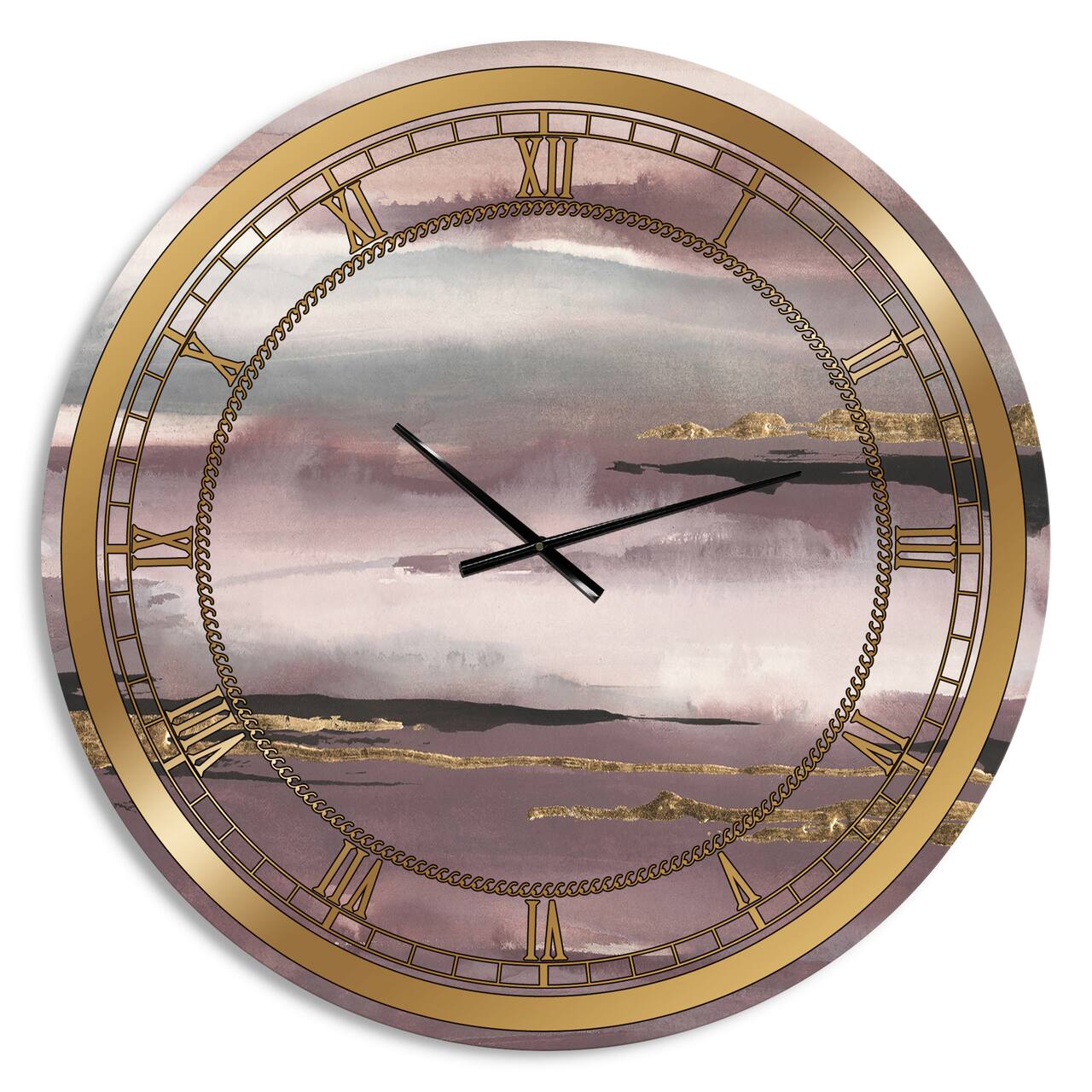 Designart 'Purple Glam Storm Iv Glam Wall Clock